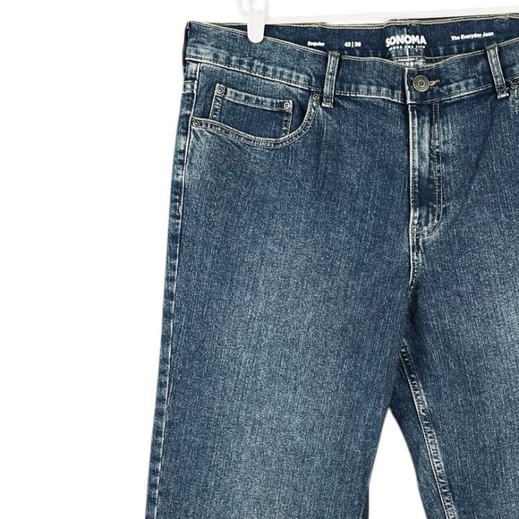 NWT Sonoma Men The Every Day Blue Denim Jeans 42x36 Regular Straight Leg Stretch - Picture 13 of 14